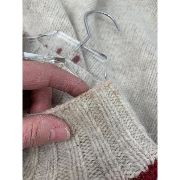 Moda Int'l Women’s Large Wool Cream Green Red Purple Stains On Collar - Picture 6 of 9